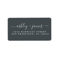 Chique Script Wit Bruiloft Retouradres Label