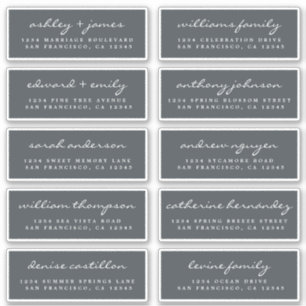 Chique Script Zwart Bruiloft Gast Adresetiketten Sticker