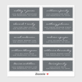 Chique Script Zwart Bruiloft Gast Adresetiketten Sticker