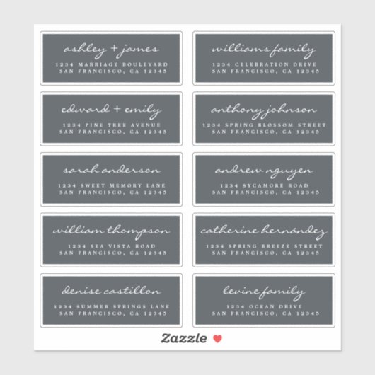 Chique Script Zwart Bruiloft Gast Adresetiketten Sticker (Vel)