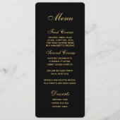 Chique Script Zwart Goud Bruiloft Menu (Voorkant)
