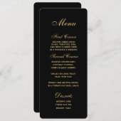 Chique Script Zwart Goud Bruiloft Menu (Voorkant / Achterkant)