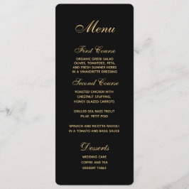 Chique Script Zwart Goud Bruiloft Menu