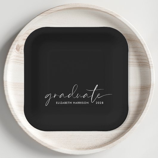 Chique Script Zwart Graduation Party Papieren Bordje
