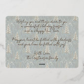 Chique seizoensgroeten op bosbomen goud folie feestdagenkaart (Achterkant)