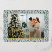 Chique seizoensgroeten op Holly Berries Gold Folie Feestdagenkaart (Voorkant)