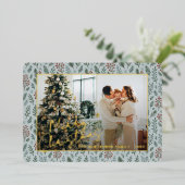 Chique seizoensgroeten op Holly Berries Gold Folie Feestdagenkaart (Staand Voorkant)