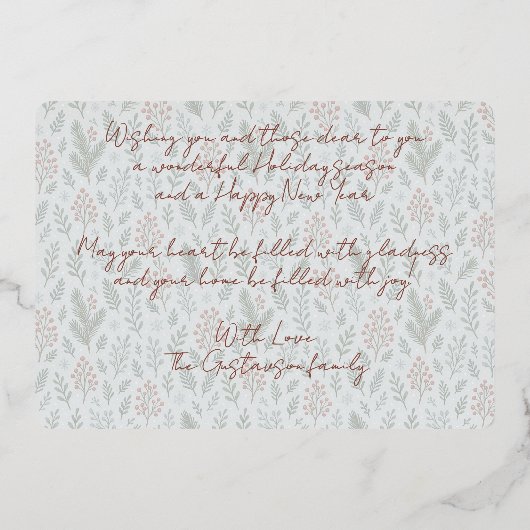 Chique seizoensgroeten op Holly Berries Gold Folie Feestdagenkaart (Achterkant)