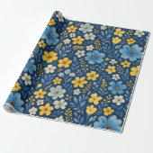Chique Shabby Chic Franse Bloem Kunst Patroon Cadeaupapier (Uitgerold)