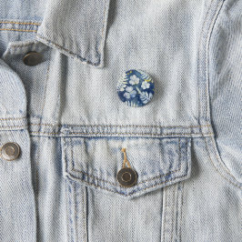 Chique Shamrock en varens Cyanotype Speld Ronde Button 3,2 Cm