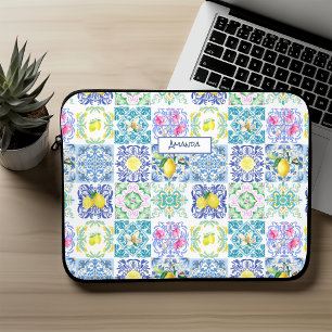 Chique Siciliaanse azulejo Amalfi mediterrane tege Laptop Sleeve