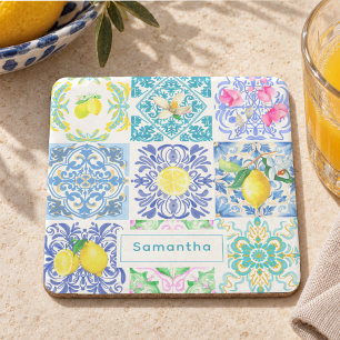 Chique Siciliaanse azulejo Amalfi mediterrane tege Stenen Onderzetter