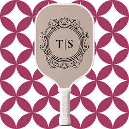 Chique Sierlijke Cirkel Monogram Vintage Aangepast Pickleball Paddle