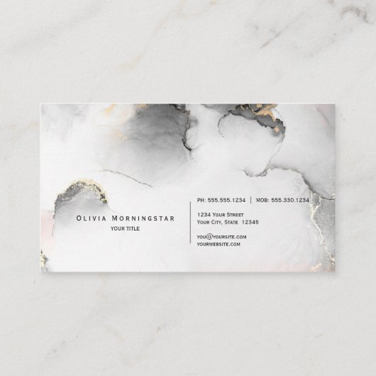 Chique Signature Goud Zwart Abstracte Waterverf Visitekaartje (Achterkant)