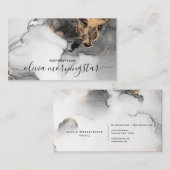 Chique Signature Goud Zwart Abstracte Waterverf Visitekaartje (Voorkant / Achterkant)