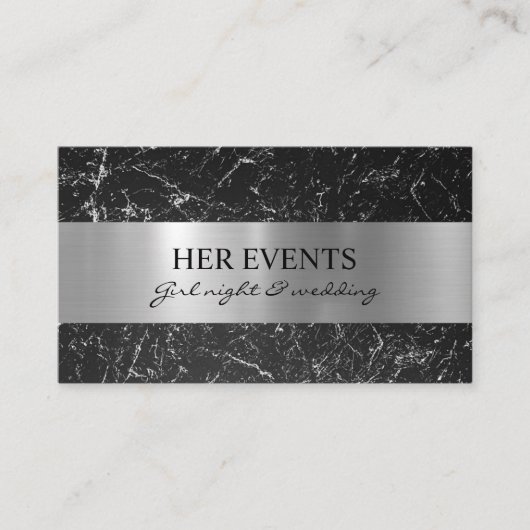 Chique Silver Black Design Kaarten voor Event Mana Visitekaartje (Voorkant)