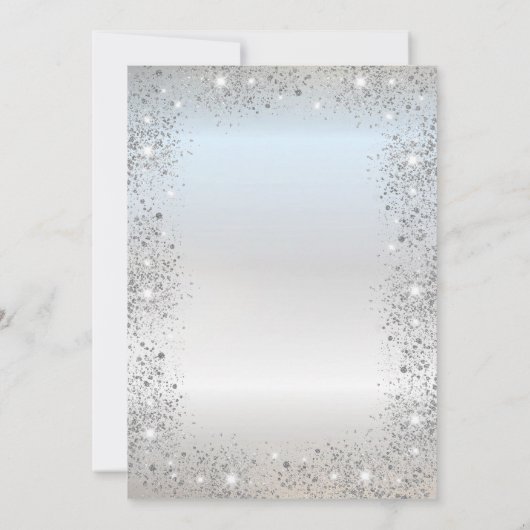 Chique Silver Cross Doop Zilver Glitter Confetti Kaart (Achterkant)