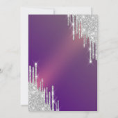 Chique Silver Glitter Drips Paarse 90e Verjaardag Kaart (Achterkant)