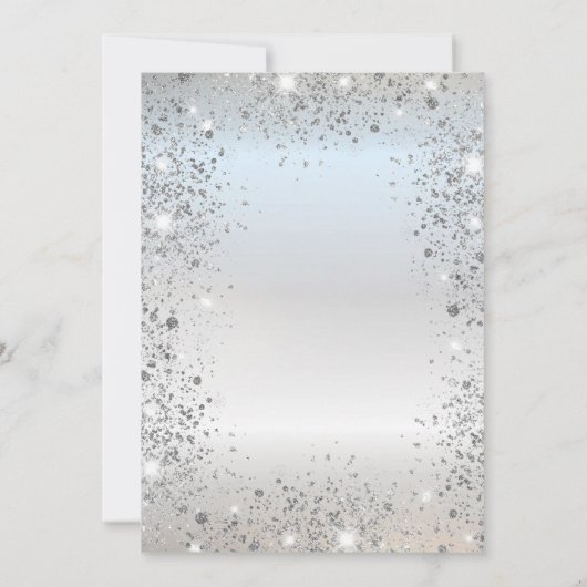 Chique Silver Glitter Dust Confetti Sla de datum o Save The Date (Achterkant)