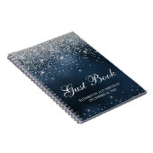 Chique Silver Glitter Navy Blue 21st Bday Gastenbo Notitieboek (Rechterzijde)