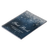 Chique Silver Glitter Navy Blue 21st Bday Gastenbo Notitieboek (Linkerzijde)
