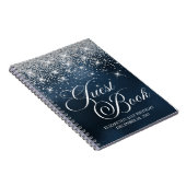Chique Silver Glitter Navy Blue 21st Bday Gastenbo Notitieboek (Rechterzijde)
