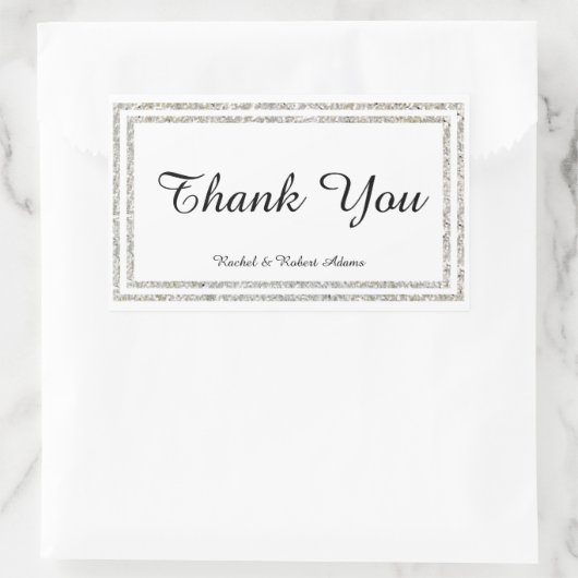 Chique Silver Glittered Trim - Rechthoek Sticker (Tas)