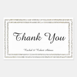 Chique Silver Glittered Trim - Rechthoek Sticker