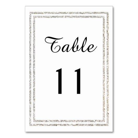 Chique Silver Glittered Trim - Tafel Kaart (Achterkant)