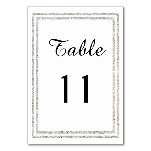 Chique Silver Glittered Trim - Tafel Kaart (Voorkant)