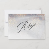 Chique Silver Gold Glitter Waterverf Luxe bruiloft RSVP Kaartje (Achterkant)