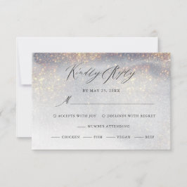 Chique Silver Gold Glitter Waterverf Luxe bruiloft RSVP Kaartje