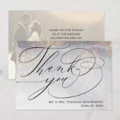 Chique Silver Gold Sparkles Waterverf bruiloft fot Bedankkaart (Voorkant / Achterkant)