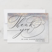 Chique Silver Gold Sparkles Waterverf bruiloft fot Bedankkaart (Voorkant)