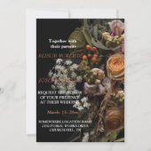 Chique sinaasappel bloemenbruiloft uitnodiging (Voorkant)