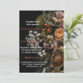 Chique sinaasappel bloemenbruiloft uitnodiging (Staand voorkant)