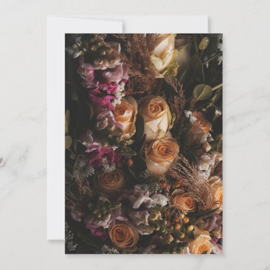 Chique sinaasappel bloemenbruiloft uitnodiging (Achterkant)