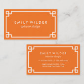 Chique Sinaasappel en witte Griekse sleutel Visitekaartje (Voorkant / Achterkant)