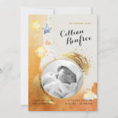 Chique Sinaasappel Gouden Glitter Baby Geboorte Aa (Voorkant)