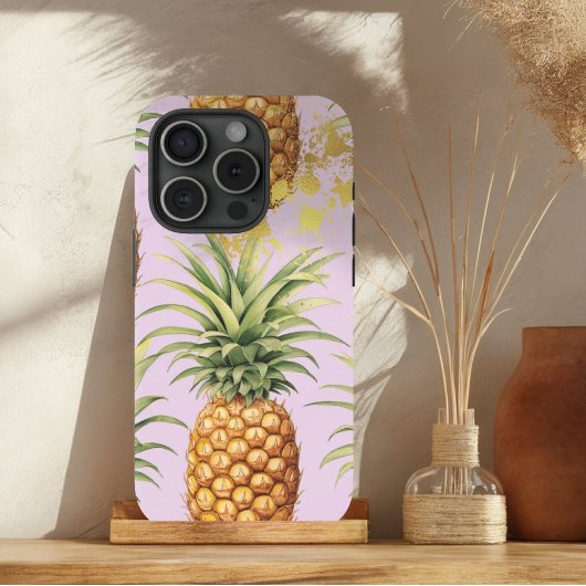 Chique Sinaasappel, Mauve en gouden ananasfruit Case-Mate iPhone Case