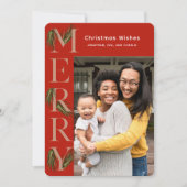 Chique Sinaasappel Merry Pine Foto Kerstmis Feestdagenkaart (Voorkant)