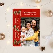 Chique Sinaasappel Merry Pine Foto Kerstmis Feestdagenkaart