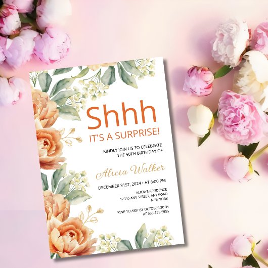 Chique Sinaasappel Pioen Goud Blad Verrassing Verj Kaart