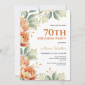 Chique Sinaasappel Pioen Gouden Bladgroen Verjaard Kaart (Voorkant)