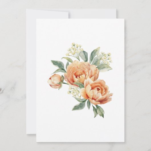 Chique Sinaasappel Pioen Gouden Bladgroen Verjaard Kaart (Achterkant)