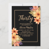 Chique Sinaasappel Rode Herfst Flora Any Age Zwart Kaart (Voorkant)