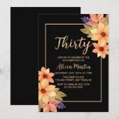 Chique Sinaasappel Rode Herfst Flora Any Age Zwart Kaart (Voorkant / Achterkant)