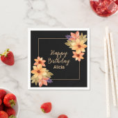 Chique Sinaasappel Rode Herfst Flora Zwart Verjaar Servet (Insitu)