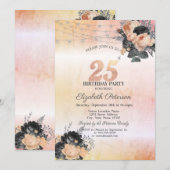 Chique Sinaasappel Rozen String Lights 25th Verjaa Kaart (Voorkant / Achterkant)