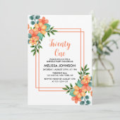 Chique Sinaasappels lentebloem groen 21e verjaarda Kaart (Staand voorkant)